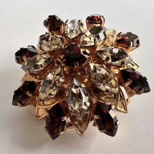 Vintage 1950s Christian Dior Gilt Austrian Rhinestone Dual Brooch and Clip
